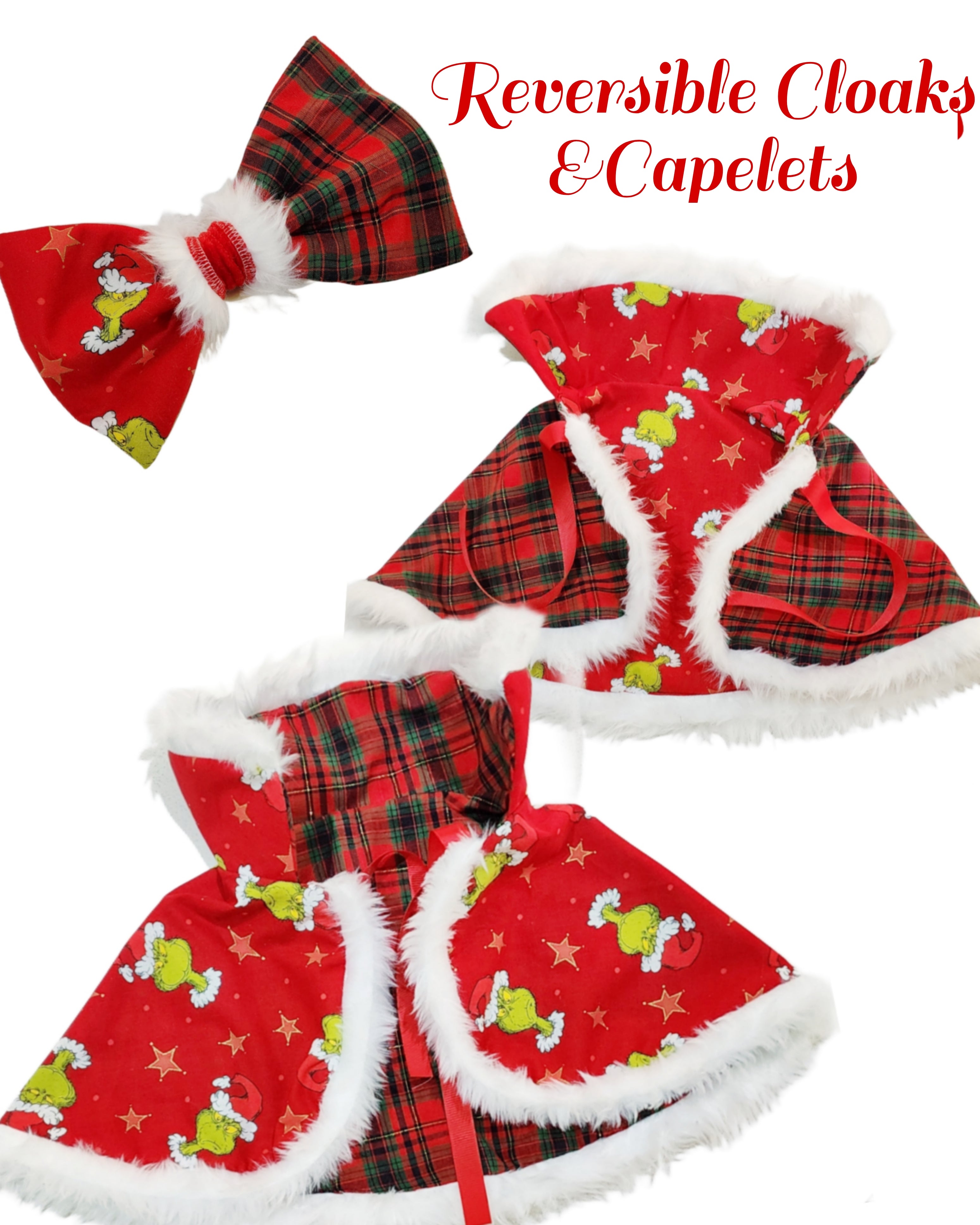 GRINCH GINGHAM, CAPELET OR CLOAK