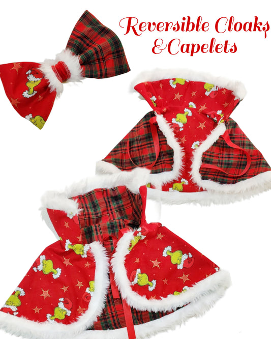 GRINCH GINGHAM, CAPELET OR CLOAK