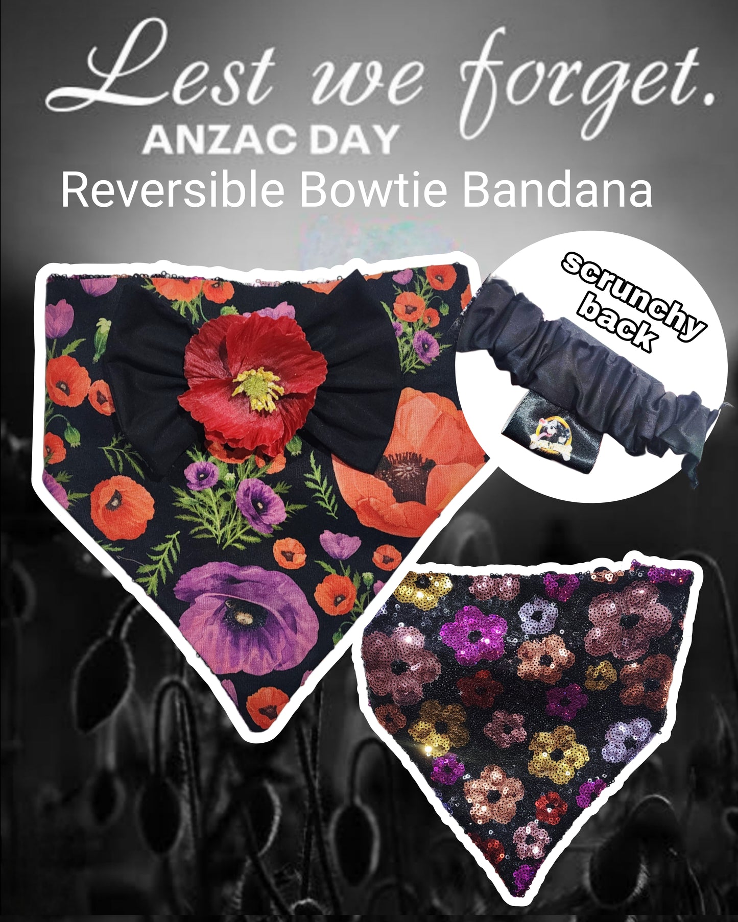 Poppies Reversible Bandana's