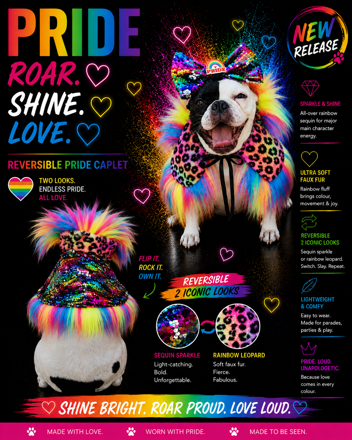 PRIDE ROAR & SHINE REVERSIBLE CAPELET