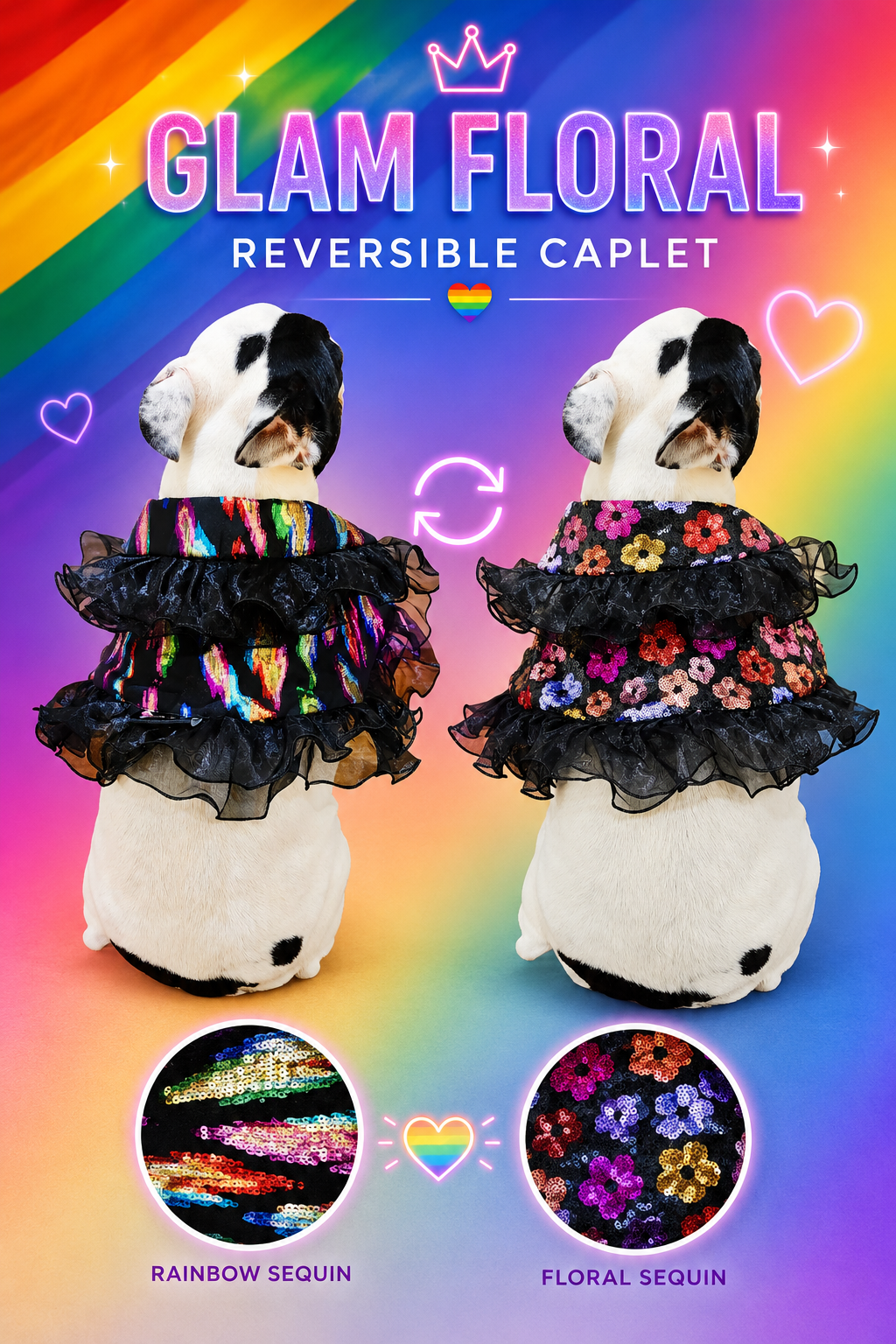 GLAM FLORAL REVERSIBLE CAPELET